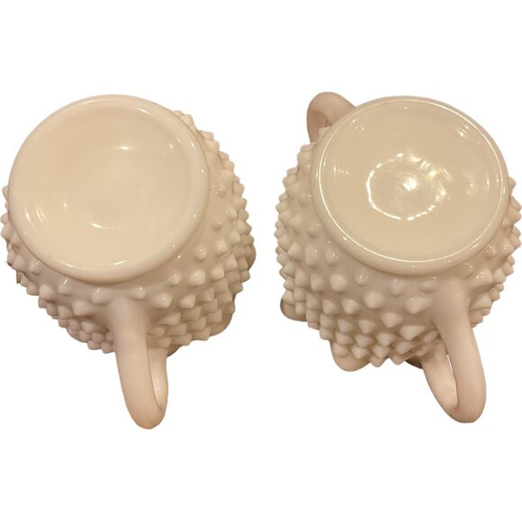 Vintage Fenton Hobnail Milk Glass Sugar and Creamer Star Pattern Shabby Chic - Picture 4 of 6